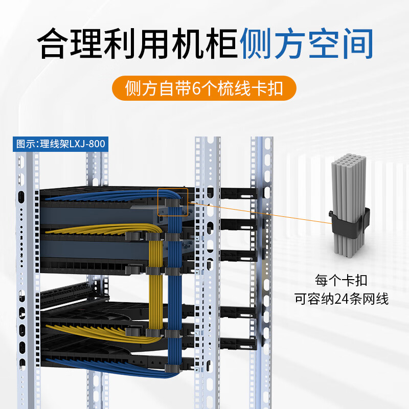 丝戋科技1u机柜理线架 网线理线器 通道式理线架 理线架24口理线架48